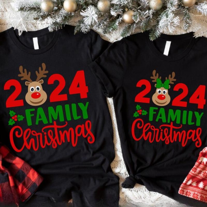 Family Christmas, Matching Family Christmas Shirts, Merry Christmas, Reindeer, Xmas 2024 Family Tee