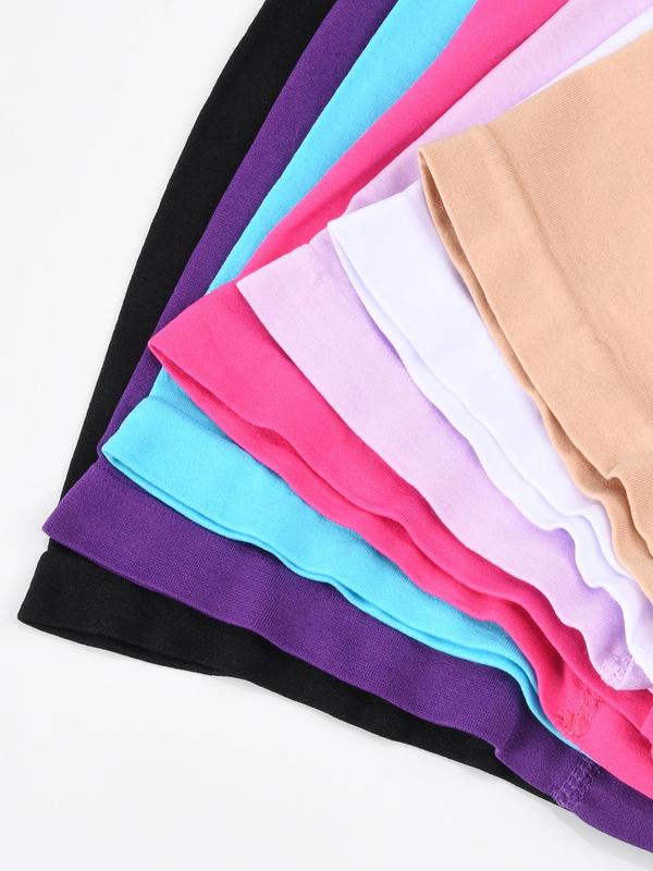 LGBTQ+ Women's 7pcs Solid Safety Anti-exposure Seamless Knicker, Comfy Breathable Panties for Daily Wear, Ladies Underwear for All Seasons