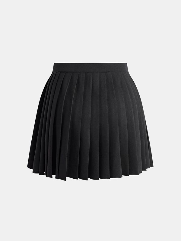 YOZY Solid Zipper Pleated Skirt  Casual Fashionable Short Skirt for Daily Wear, 2024 Women's Daily Wear for All Seasons