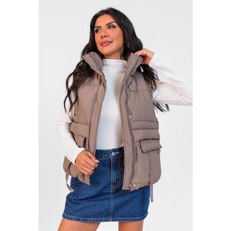 Won Me Over Mushroom Oversized Puffer Vest