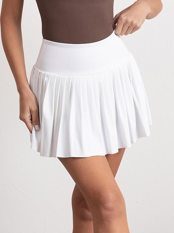 Womenswear 2 in 1 High Waist Pleated Skirt, Minimalist Pocket Design Short Skirt for Daily Wear Back To School, Comfort Bubble Skirt, White Skirt, Skirts for Women, Black Mini Skirt, Ladies Bottoms for All Seasons