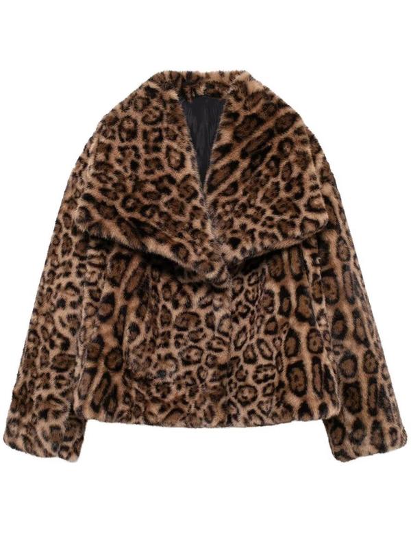 Women's Solid Color Faux Fur Luxury Jacket, Casual Warmth Long Sleeve Collared Fuzzy Coat for Fall & Winter, Women's Clothing for Daily Wear Outerwear