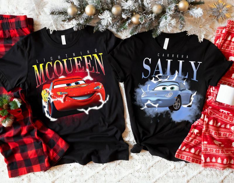 Lightningg McQuen and Saly Tshirt , Couple Mcquen and Sally Shirt , Cars McQuen and Saly Shirt, Full Color, For Men For Women Womenswear Clothing