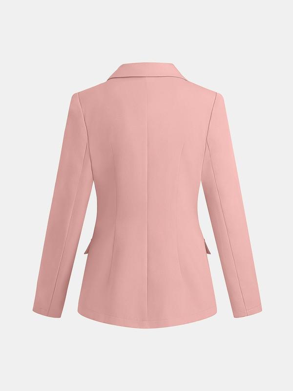 YOZY Christmas Deals, Women's Plain Button Front Lapel Neck Blazer, Casual Flap Detail Long Sleeve Outerwear for Work Office Business, Ladies Clothes, Christmas 2024 Trend, Fall & Winter Clothes