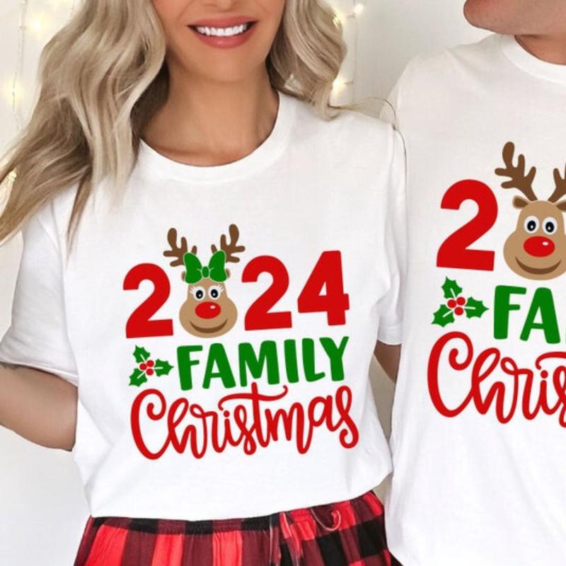 Family Christmas, Matching Family Christmas Shirts, Merry Christmas, Reindeer, Xmas 2024 Family Tee