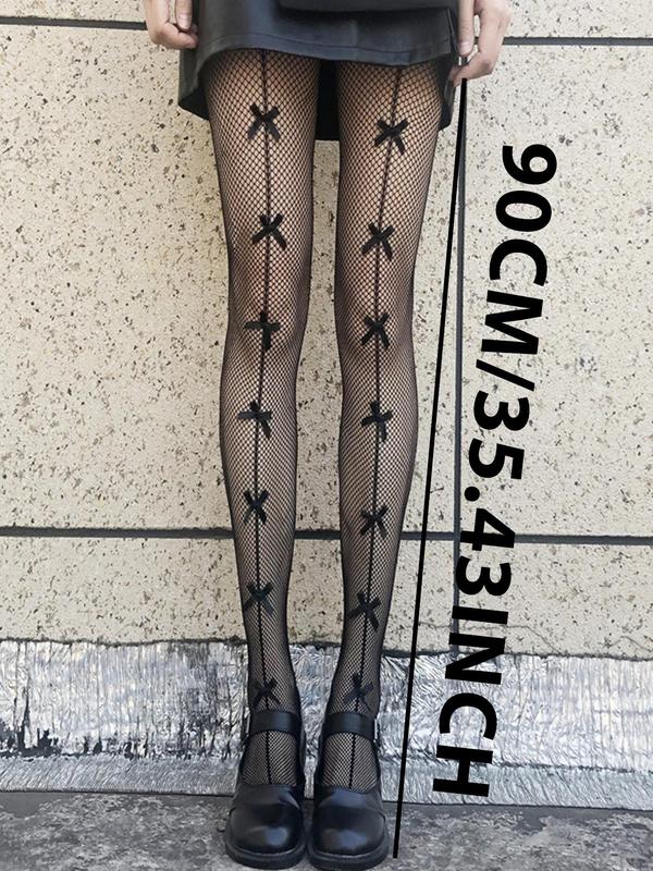 Women's Bow Decor Cut Out Sheer Tights, Chic Comfy Breathable Pantyhose for Daily Wear, Ladies Stockings for All Seasons