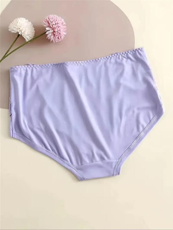  Contrast Floral Lace High Waist Panty, Soft Comfy Breathable Knicker for Daily Wear, Women's Underwear for All Seasons