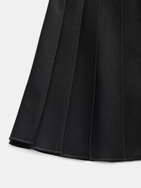 YOZY Solid Zipper Pleated Skirt  Casual Fashionable Short Skirt for Daily Wear, 2024 Women's Daily Wear for All Seasons