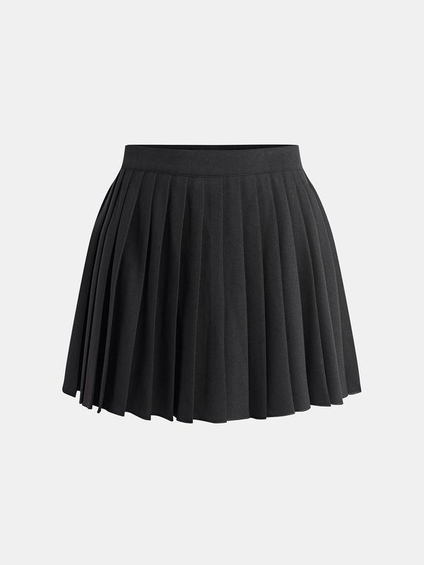 YOZY Solid Zipper Pleated Skirt  Casual Fashionable Short Skirt for Daily Wear, 2024 Women's Daily Wear for All Seasons