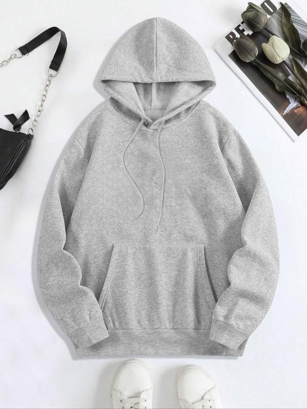 Women's Letter & Sun Print Drop Shoulder Thermal Lined Hoodie, Fashion Casual Drawstring Pocket Hooded Sweatshirt for Daily Holiday Outdoor Wear, Ladies Clothes for Fall & Winter