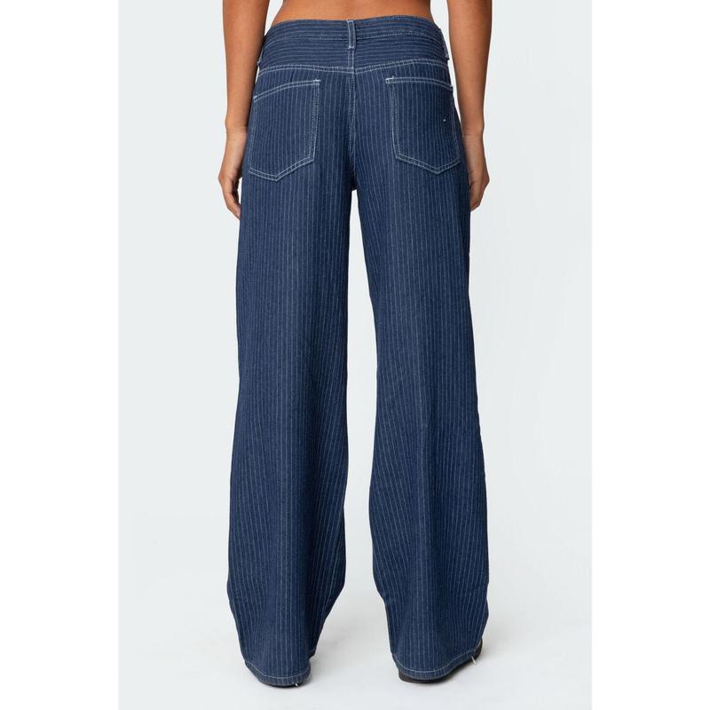 Pinstripe Low Rise Jeans