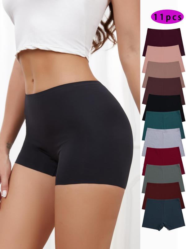 Women's Solid Color Boyshorts, Soft Comfy Breathable Seamless Panty for Daily Wear, Women's Underwear for All Seasons