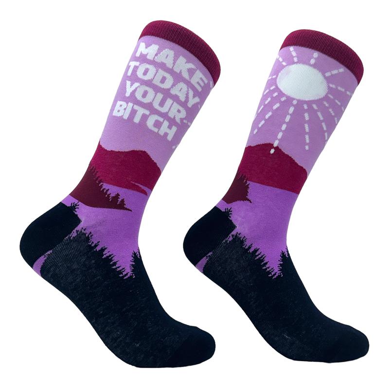 Women's Make Today Your Bitch Socks Funny Offensive Motivational Joke Footwear Funny Socks