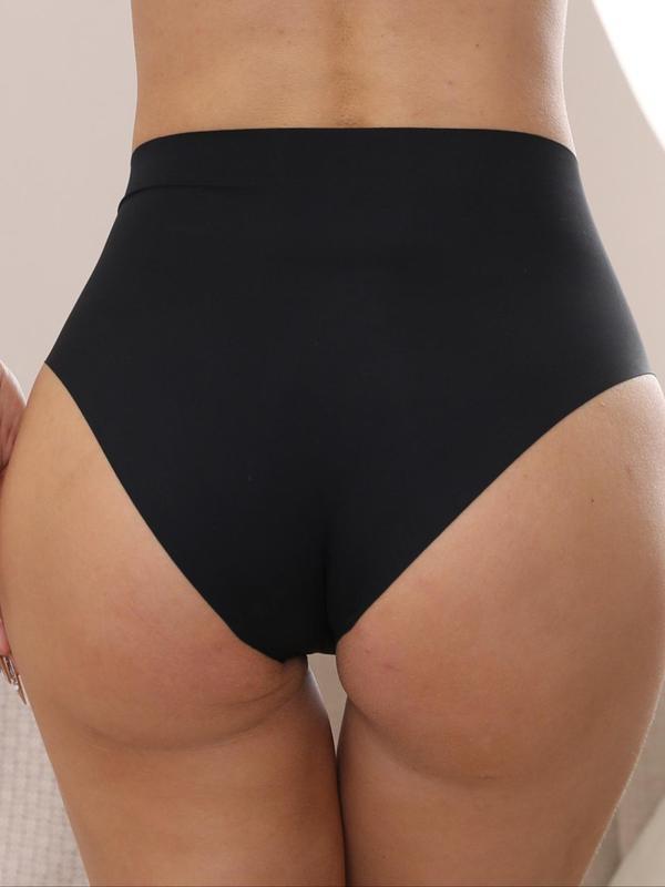 Women's Solid Drop Waist Panty, Seamless Underwear, Comfy Breathable Underpants for All Seasons