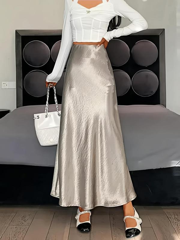 Women's Glitter A Line Skirt, Elegant Fashion Casual Long Skirt for Party Club Dating, Ladies Bottoms for All Seasons