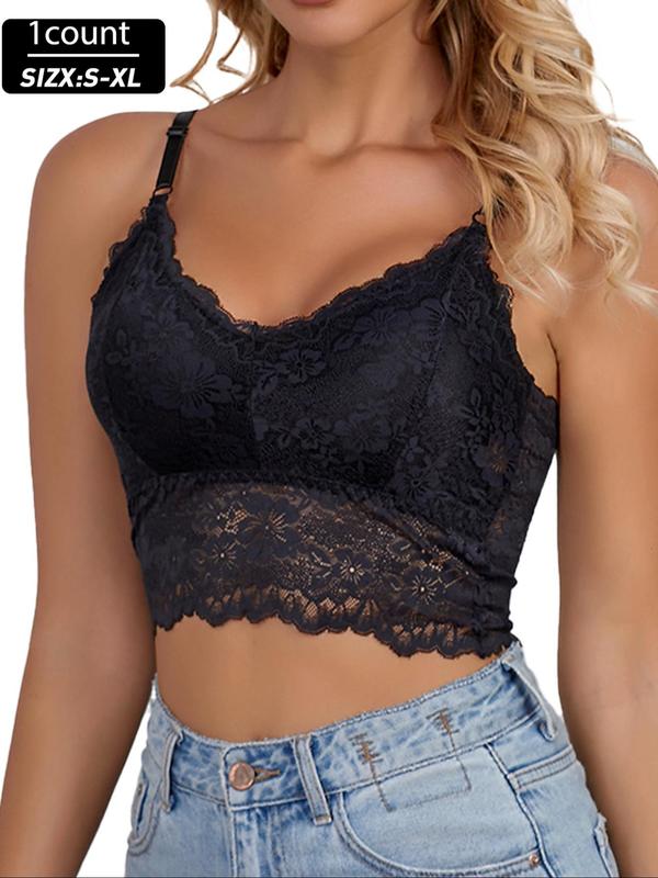 Women's Solid Color Lace Bralette, Breathable Comfortable Wireless Bra, Women's Lingerie for All Seasons