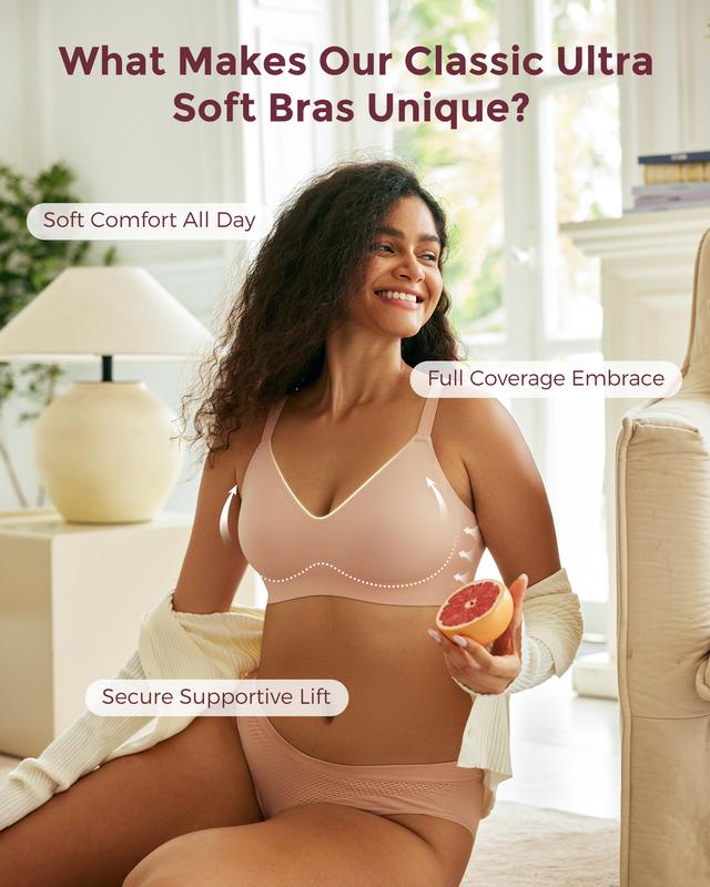 Momcozy Wireless Bras for Women Seamless Everyday Bra, Classic T-Shirt Bra for Natural Lift and Comfort, EB097 Sleep Bralette