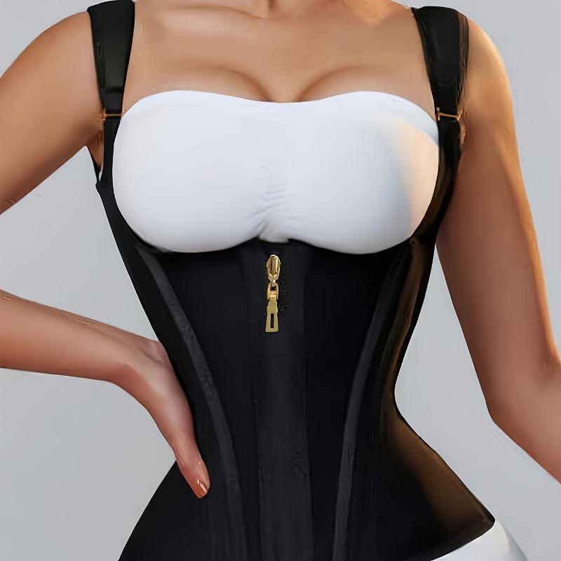 Vintage-Inspired Latex Waist Trainer with Zipper & Hook Closure - Strong Tummy Control, Nylon & Spandex Blend, Hand Wash Only - Perfect for Everyday Slimming Shapewear Womenswear Women