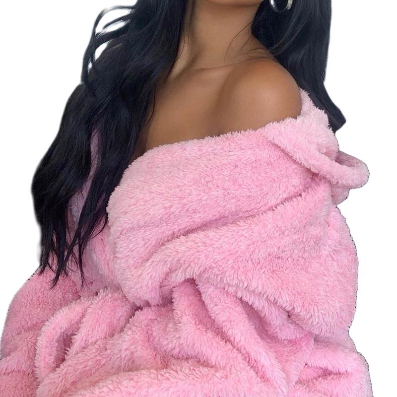 Women Winter Warm Night Robe Double-sided Plush Cute Animal Ears Hooded Nightgown Long Sleeve Lace-up Bath Robes Pajamas