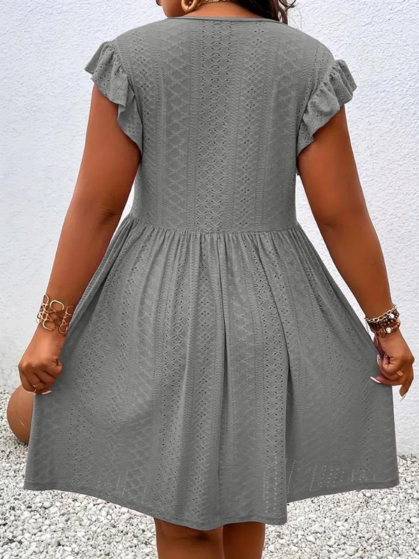  Criss Cross Eyelet Embroidery Butterfly Sleeve Dresses for Women, Fall Outfits, Elegant V Neck Cap Sleeve A Line Dress for Fall, Birthday Dresses 2024, Dresses for Women, Women's Clothes for Daily Wear