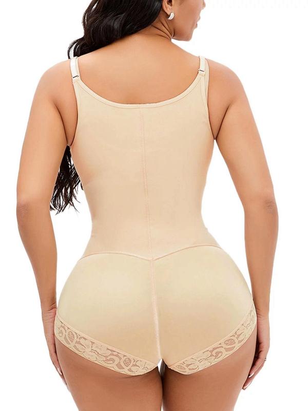 Women's Solid Zipper Hook & Eye Closure Crotch Shapewear Bodysuit, High Waist Open Bust Tummy Control Shaper, Ladies Shapewear for Daily Wear Sexy