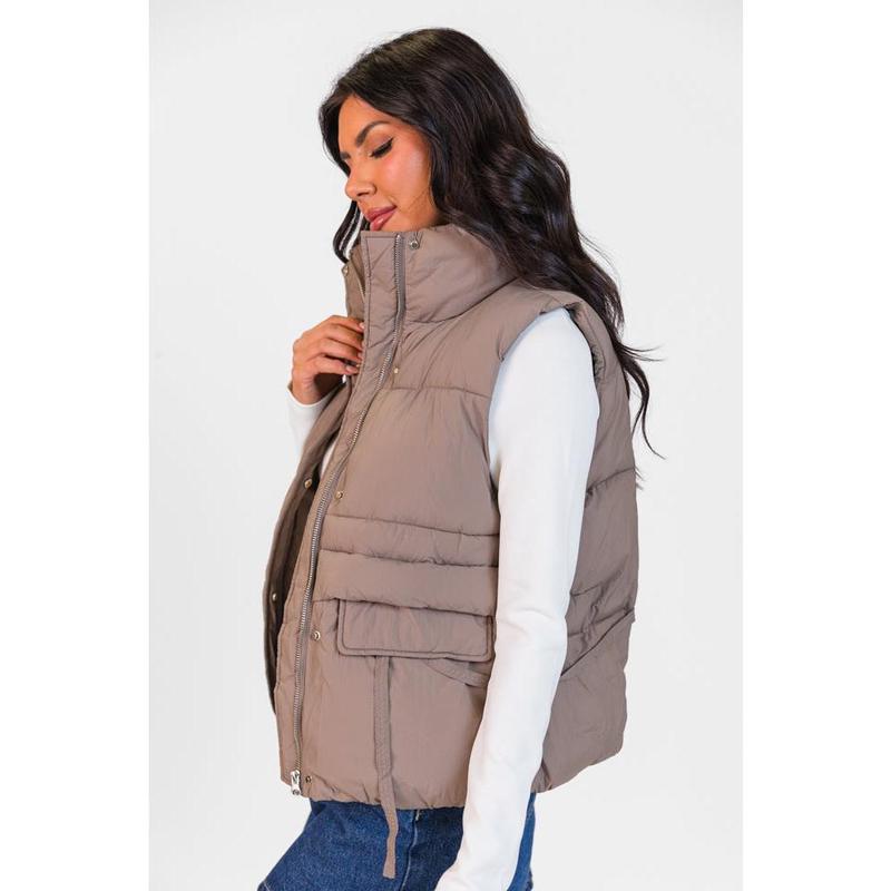 Won Me Over Mushroom Oversized Puffer Vest