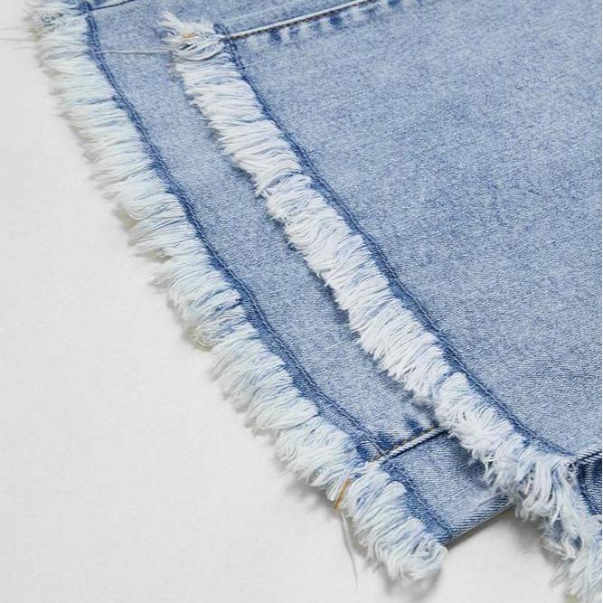 Wash Raw Hem Flap Pocket Wide Leg Low Rise Jeans