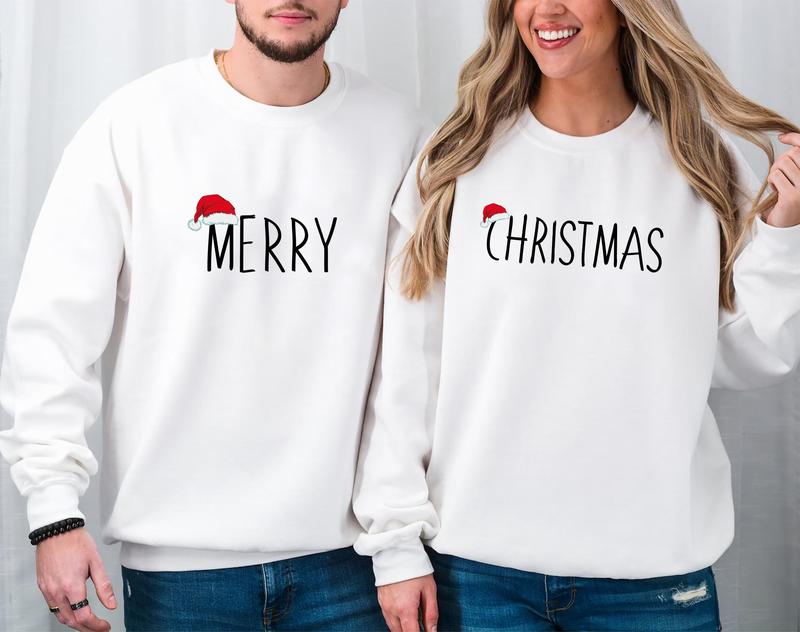 Matching Couple Christmas Sweatshirt - Merry Christmas Sweater, Cozy Hoodie for Couples, Perfect Holiday Gift