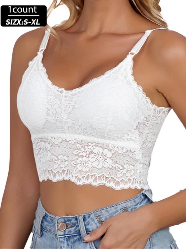 Women's Solid Color Lace Bralette, Breathable Comfortable Wireless Bra, Women's Lingerie for All Seasons