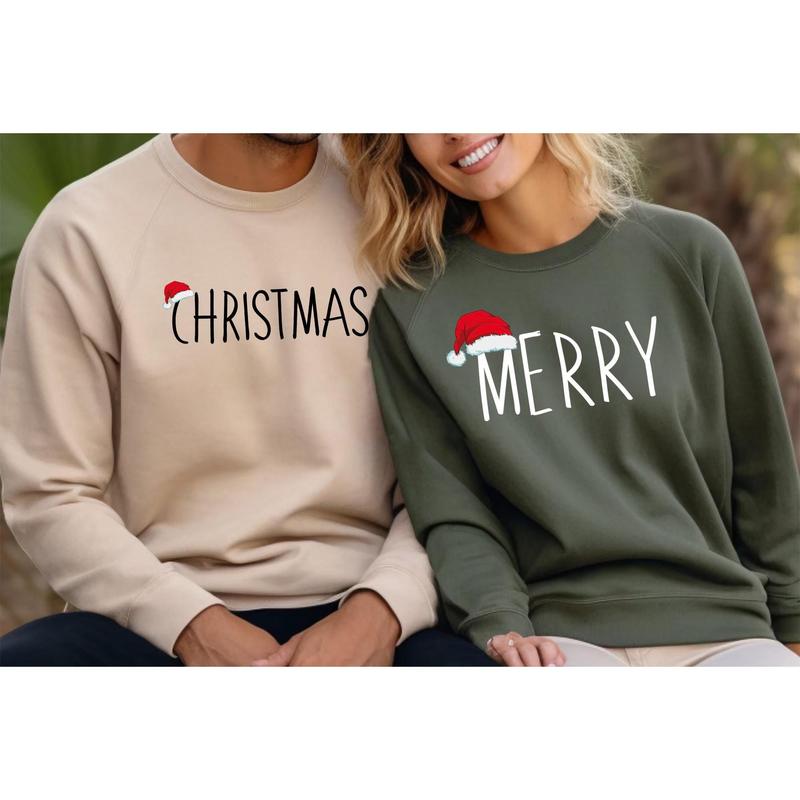 Matching Couple Christmas Sweatshirt - Merry Christmas Sweater, Cozy Hoodie for Couples, Perfect Holiday Gift