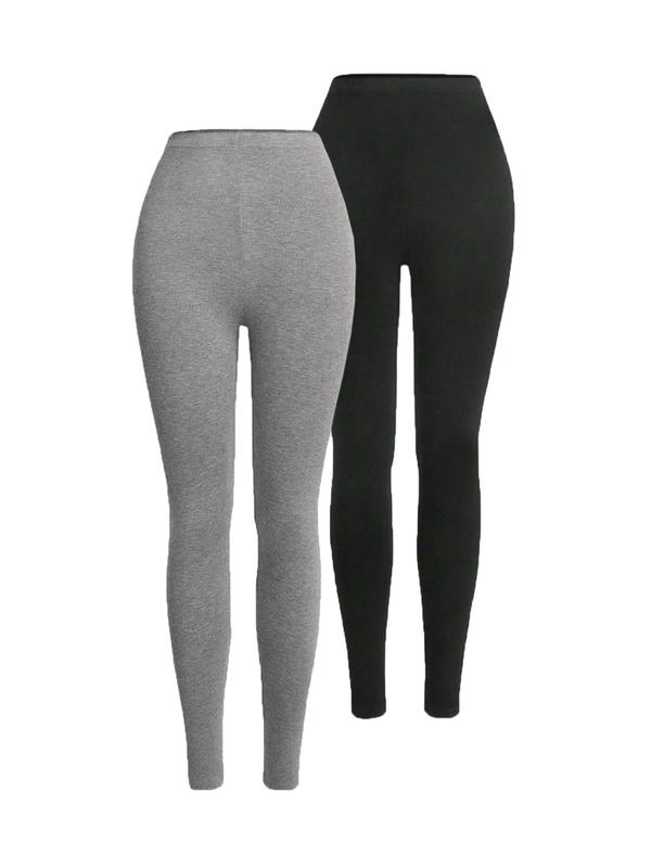 Women's Solid High Waist Leggings, Casual Comfy Elastic Waist Skinny Pants for Daily Wear, Ladies Bottoms for All Seasons