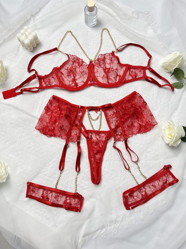 Women's Sexy Underwear Red Lace Lingerie Set lingerie