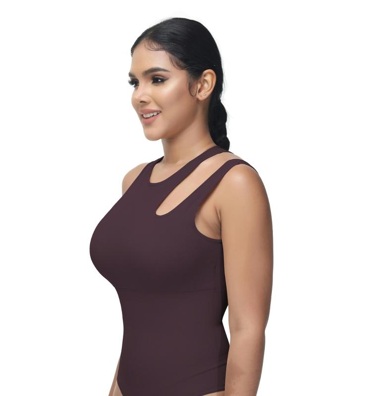 Soo slick Shapewear Bodysuit for Women Tummy Control Tops Cutout Sleeveless Bodysuit Thong Sculpting with Removable Padding Fabric Womenswear Comfortable Compression Seamless Lady Comfort Round Neck Style Minimalist Stretchy Basic Crewneck viral shapewear