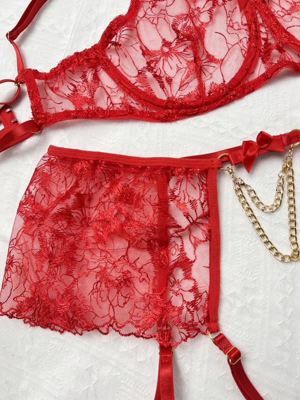 Women's Sexy Underwear Red Lace Lingerie Set lingerie