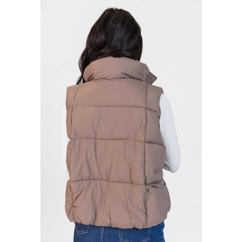 Won Me Over Mushroom Oversized Puffer Vest