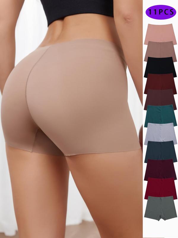 Women's Solid Color Boyshorts, Soft Comfy Breathable Seamless Panty for Daily Wear, Women's Underwear for All Seasons