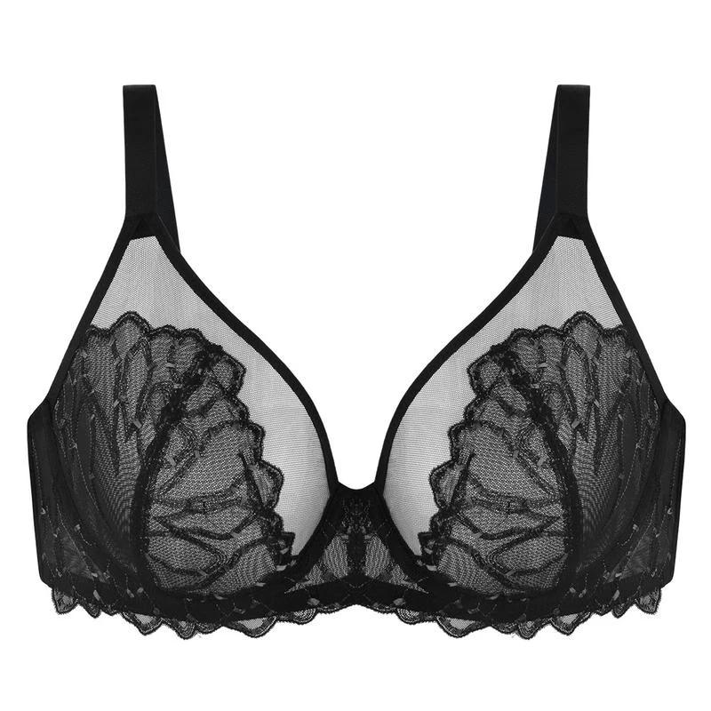 HSIA Winter Sonata Embroidered Lace Trim Full Coverage Unlined Underwire Bra Does not apply Lingerie Love Mesh Womenswear Breathable Comfortable Elegance Fit