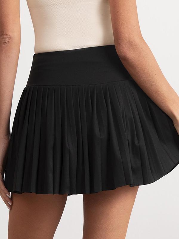 Womenswear 2 in 1 High Waist Pleated Skirt, Minimalist Pocket Design Short Skirt for Daily Wear Back To School, Comfort Bubble Skirt, White Skirt, Skirts for Women, Black Mini Skirt, Ladies Bottoms for All Seasons