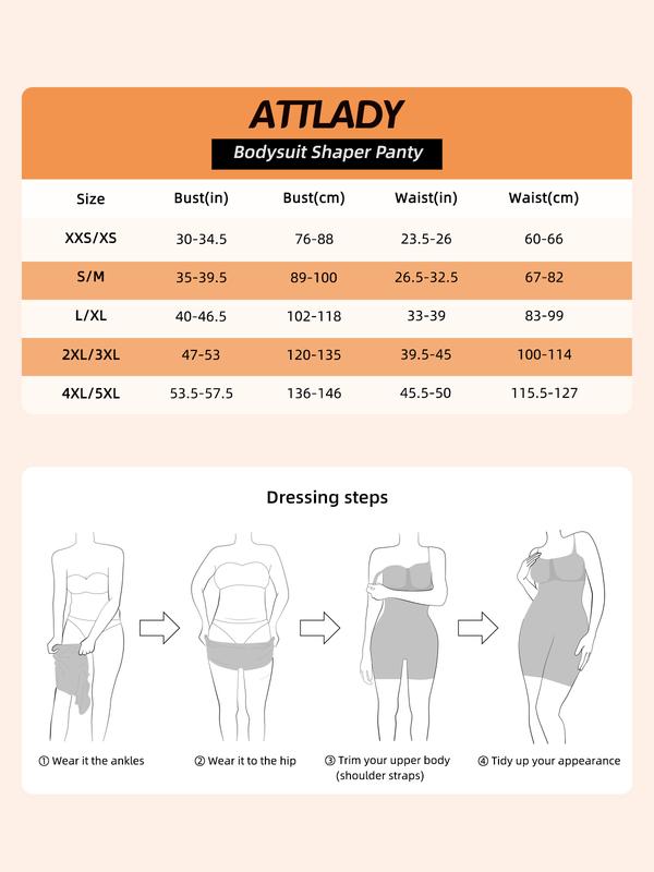 ATTLADY Shapewear for Women Tummy Control Bodysuit Seamless Sculpting Thong Body Shaper Thigh Slimmers Al-234