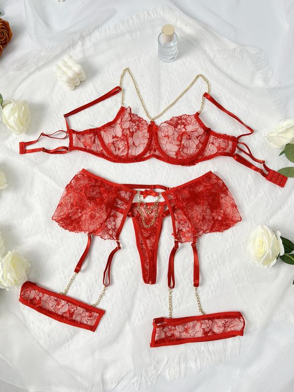 Women's Sexy Underwear Red Lace Lingerie Set lingerie