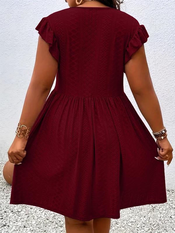  Criss Cross Eyelet Embroidery Butterfly Sleeve Dresses for Women, Fall Outfits, Elegant V Neck Cap Sleeve A Line Dress for Fall, Birthday Dresses 2024, Dresses for Women, Women's Clothes for Daily Wear