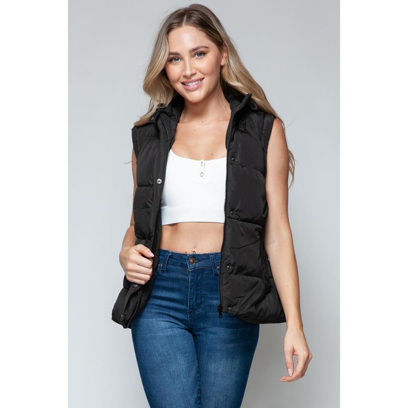 Snobbish Snap and Zip Closure Hooded Vest