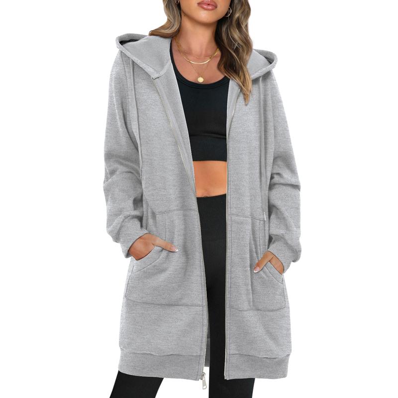 ONLYSHE Women's Zip Up Hoodies Oversized Fleece Long Sleeve Sweatshirts Casual Fall Jacket Coat with Pocket(S-3XL)