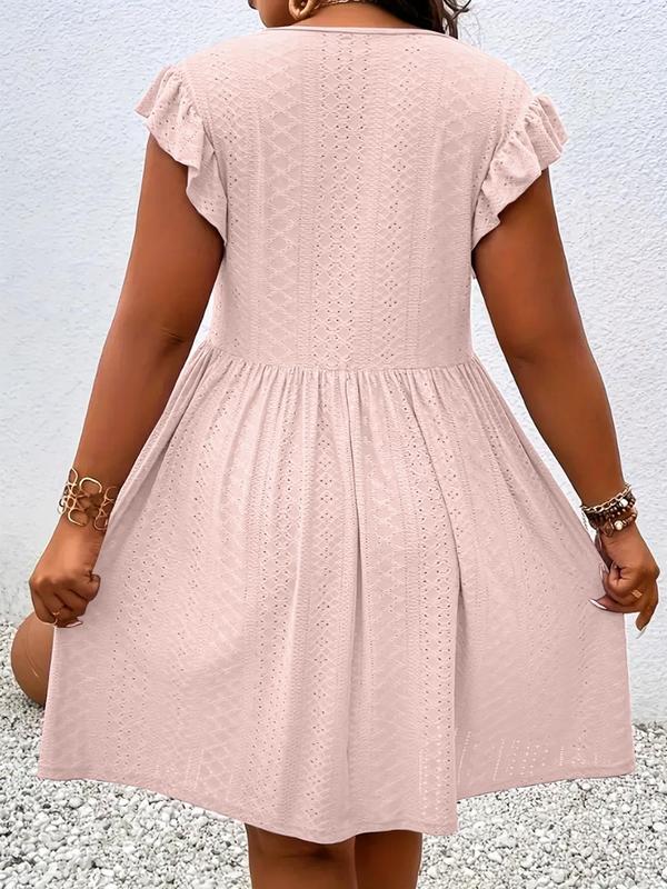  Criss Cross Eyelet Embroidery Butterfly Sleeve Dresses for Women, Fall Outfits, Elegant V Neck Cap Sleeve A Line Dress for Fall, Birthday Dresses 2024, Dresses for Women, Women's Clothes for Daily Wear