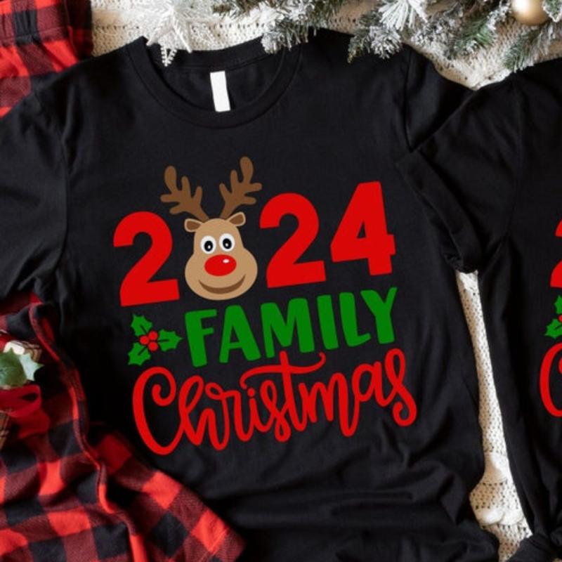 Family Christmas, Matching Family Christmas Shirts, Merry Christmas, Reindeer, Xmas 2024 Family Tee