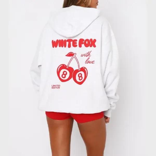 White Fox Cherry Hoodie