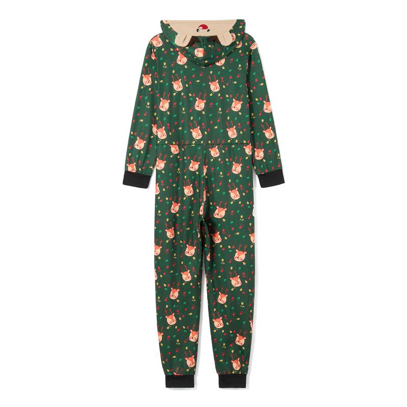 2024 New Family Christmas Pajamas, Long Sleeve Hooded Deer Print Zipper Closure Jumpsuit Loungewear Xmas Pj's Clothes Homewear Sleepwear Nightwear Bodysuit Womenswear Baby Pajama Set Womenswear Baby