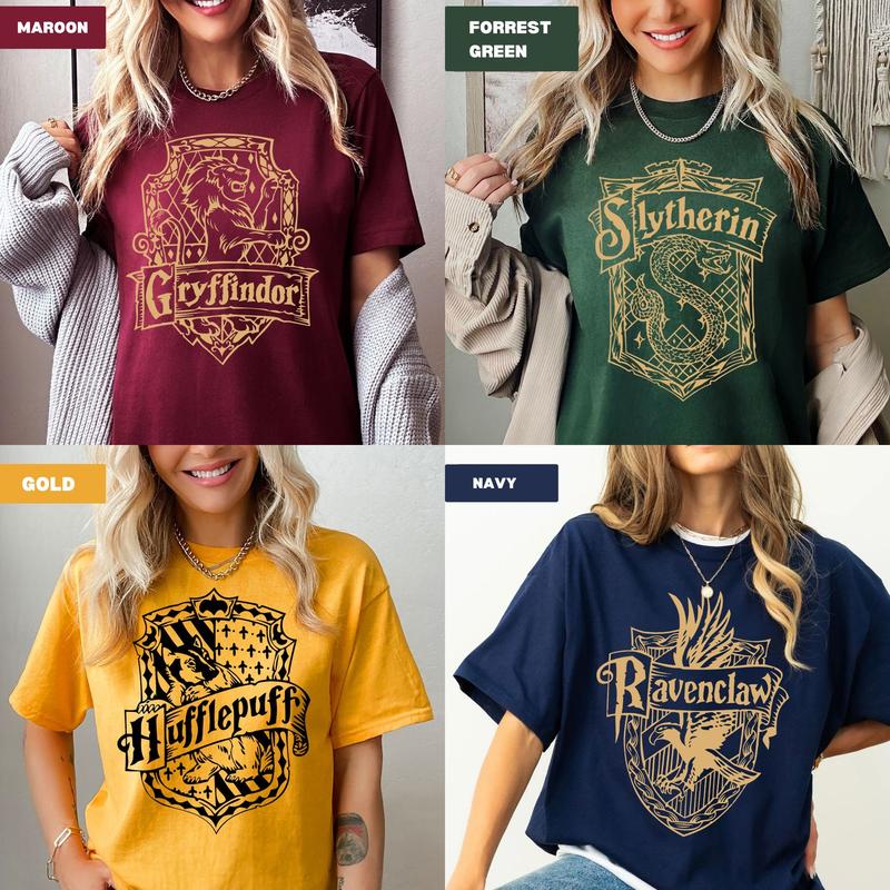 Wizard Houses Vintage T-shirt Hogwarts House Wizard School T-Shirt