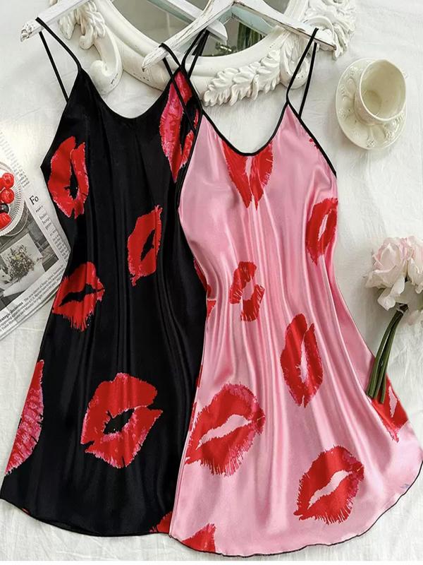 Women's Pumpkin & Skull Print Criss Cross Backless Cami Nightdress, Women's Nightwear, Heart Print Lettuce Trim Spaghetti Strap Sleeveless Halloween Nightgown, Soft Comfy Sleepwear for Women, Night Gown for Women, Dresses for Women