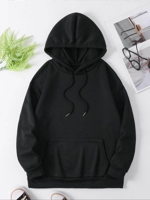  Cartoon Paw Print Drop Shoulder Hoodie, Fashion Casual Letter Print Kangaroo Pocket Hooded Sweatshirt for Daily Holiday Outdoor Wear, Women Clothing for Fall & Winter